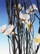 30 White Incandescent Bulbs In White Flowers Branch Lights - 1.2m