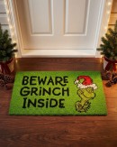 75cm Dr. Seuss The Grinch Doormat | Beware Grinch Inside Entryway Mat