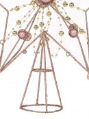 Pink Glittered 3D Star With String Beads & Pearls Tree Topper Decoration - 33cm