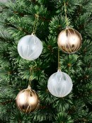 4x Rose Gold & Frosted White Petal Filigree Whimsical Signature Baubles | 80mm