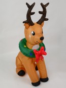 Sitting Buck Deer With Wreath Around His Neck Illuminated Inflatable - 1.2m