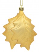 Gold & Light Rose Gold Mistletoe Leaves Tree Hanging Decorations - 2 x 12cm