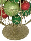 Bauble Filled Gold Glitter Wire Cone Table Top Tree - 45cm