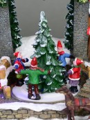 Christmas Village Scene With Santa's Workshop & Moving Children - 33cm