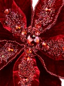32cm Matte Gold & Shiny Champagne Poinsettia Christmas Tree Clip Pick