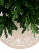 1m Natural Jute & White Snowflake Print Christmas Tree Skirt