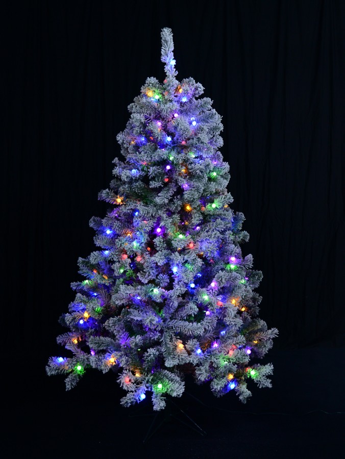 Dual Colour Pre-Lit Moderately Flocked Christmas Tree With 598 Tips - 1.8m