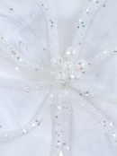 Winter White Velvet Poinsettia Long Stem With Silver Sequin Trim | 32cm