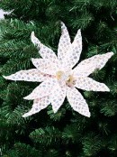 30cm Light Pink Honeycomb Mesh & Sequin Poinsettia Christmas Tree Clip Pick