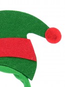 Green With Red Elf Hat & Ears Christmas Headband - One Size Fits Most