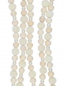 1.8m Faux Cream Pearls & Natural Wood Christmas Bead Garland