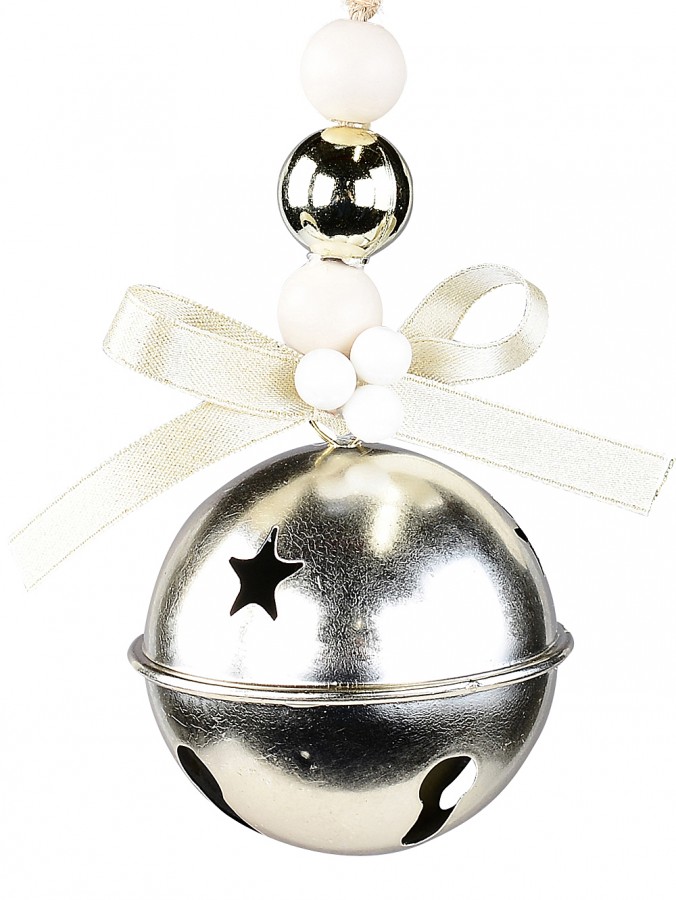 65mm Matte Champagne Crotal Bell With Bow & Bead Decorations