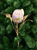 65cm Waratah-Like Protea Flower With Iridescent Glitter Long Christmas Stem