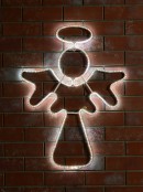 Cool White Nativity Angel With Halo SMD Strip Light Silhouette - 83cm