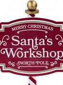 Red Santa's Workshop North Pole Christmas Tabletop Signpost Ornament - 30cm