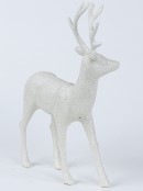 White With Silver Glitter Standing Christmas Reindeer Ornament - 32cm