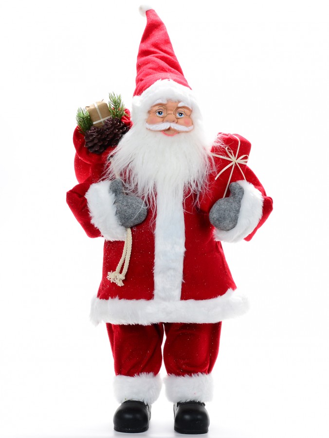Traditional Santa Claus With Present & Gift Sack Decorative Ornament - 72cm