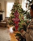 Apple Red Metallic & Glitter Swirl Tiered Large Display Finial | 59cm