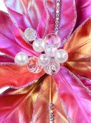 32cm Hot Pink Iridescent With Diamantes Poinsettia Christmas Tree Clip Pick