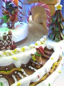 Resin Gingerbread House With Animated Train Scene LED Ornament - 24cm