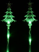 Green LED Christmas Tree & Stars On Poles Garden Path Lights - 4 x 57cm