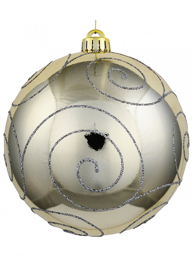 Classic Gold & Silver Grand Glitter Swirl Bauble | 15cm
