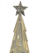 Clear Ice Shard Christmas Tree With Gold Base Snow Globe Ornament - 43cm