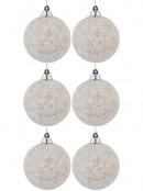 White Furry Foam Christmas Baubles With Champagne Flecks - 6 x 60mm