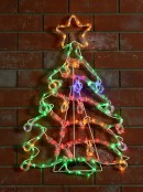 Multi Colour LED Decorated Christmas Tree Rope Light Silhouette - 76cm