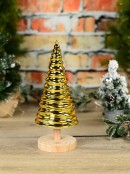33cm Shiny Gold Ceramic Tabletop Christmas Tree With Wooden Base