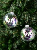 Large Clear Iridescent Soap Bubble Look Christmas Baubles - 2 x 15cm