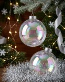 2x Lustrous Clear Grand Iridescent Soap Bubble Ball Bauble | 15cm