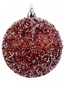Red & White Baubles Decorated With Glitter, Sequins & Mini Beads - 4 x 80mm