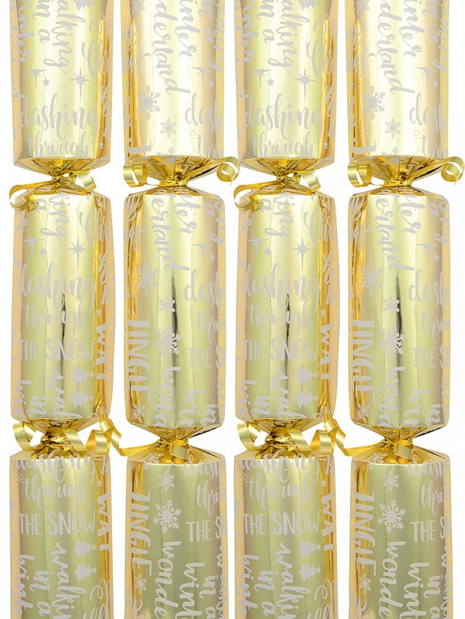 Shiny Gold With White Christmas Text & Snowflakes Bon Bons - 50 x 30cm