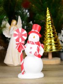 25cm Red & White Lollipop Joyous Snowman Resin Figurine Ornament