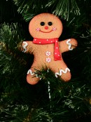 Gingerbread Man Cookie With Dotted Scarf Christmas Tree Decoration - 13cm