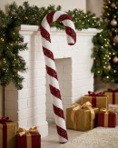 90cm Red & White Swirl Christmas Candy Cane Tinsel Plaque Ornament