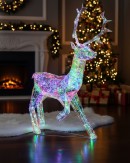1.4m Outdoor 3D Iridescent & Holographic Standing Reindeer LED Light Display