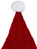 Red Horseshoe Cable Stitch Knitted Pattern Look Santa Hat - One Size Fits Most