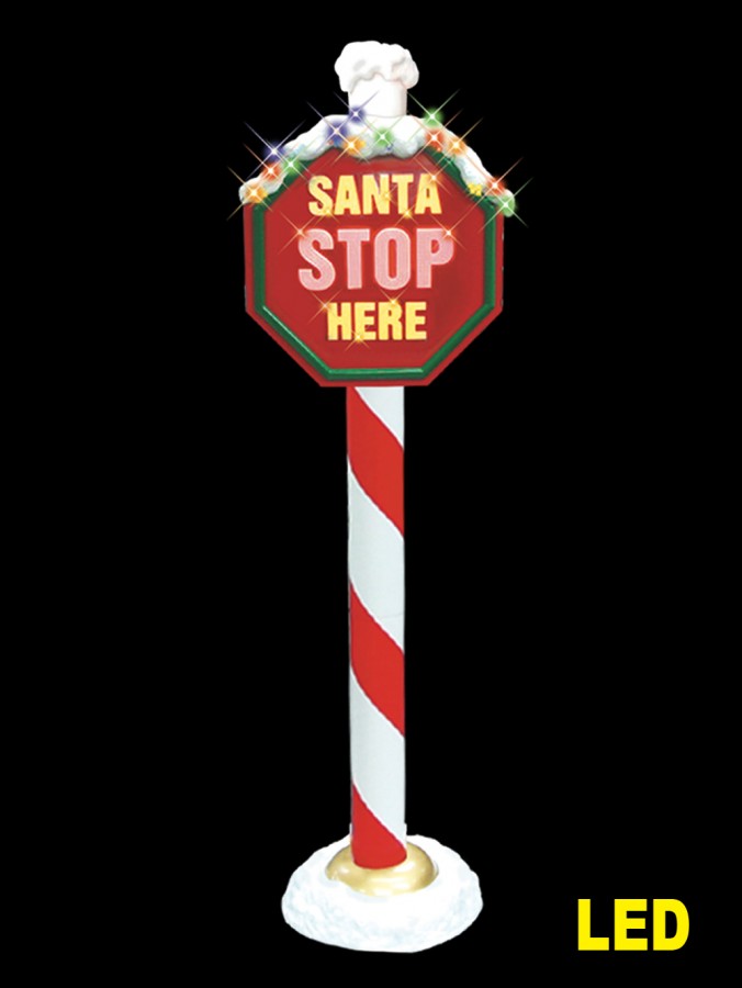 LED Santa Stop Here Post - 1.5m
