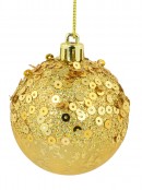 Red & Gold Crackle Effect Baubles With Sequins Design - 6 x 60mm