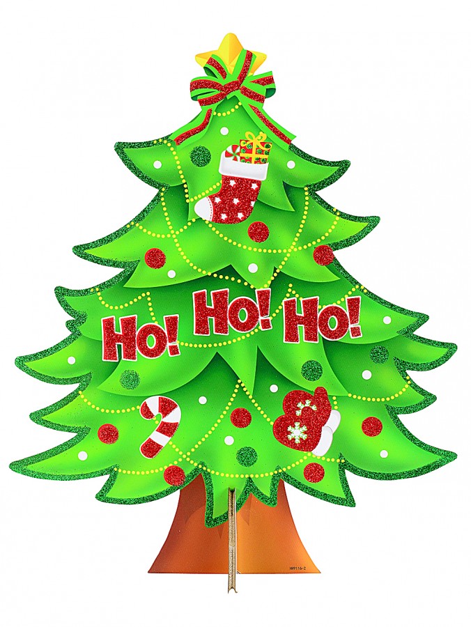 46cm Glittered Ho Ho Ho Christmas Tree Freestanding Christmas Sign