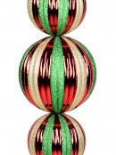 Shiny Red, Green & Gold Glitter Stripes Large Finial Display Decoration - 94cm