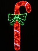 Red & Green Candy Cane With Bow LED Tinsel Christmas Light Display - 1.3m