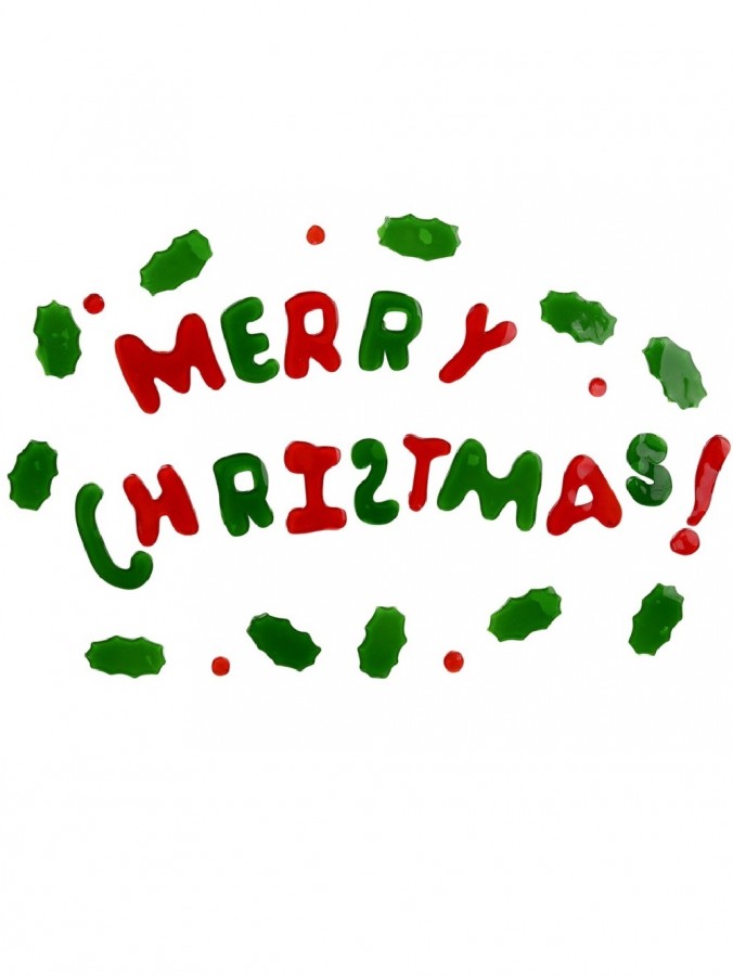 Merry Christmas & Holly Gel Window Cling Christmas Decoration - 45cm