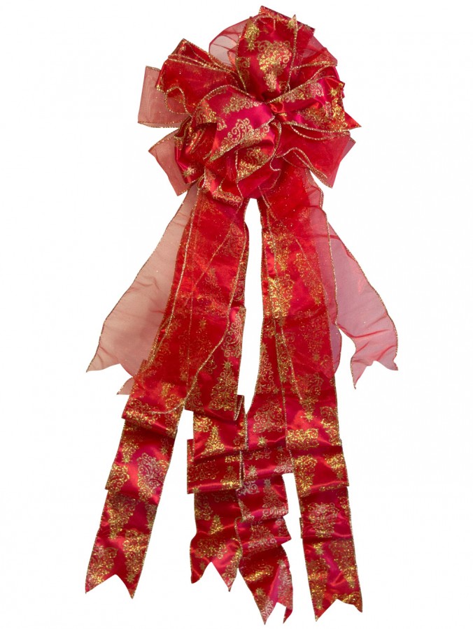 red gold ribbon tree top bow up to 84cm christmas red gold ribbon tree top bow up to 84cm christmas