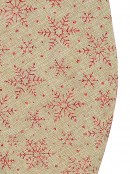 Red Glittered Snowflake Pattern Natural Hessian Christmas Tree Skirt - 88cm