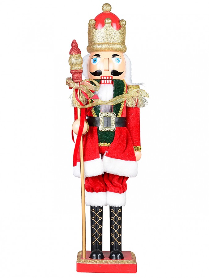 Large Classic Christmas Nutcracker With Finial Staff Decorative Ornament - 59cm