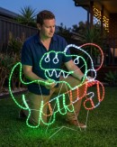 1.1m Dynamic Dinosaur With Candy Cane Outdoor Christmas LED Light Display