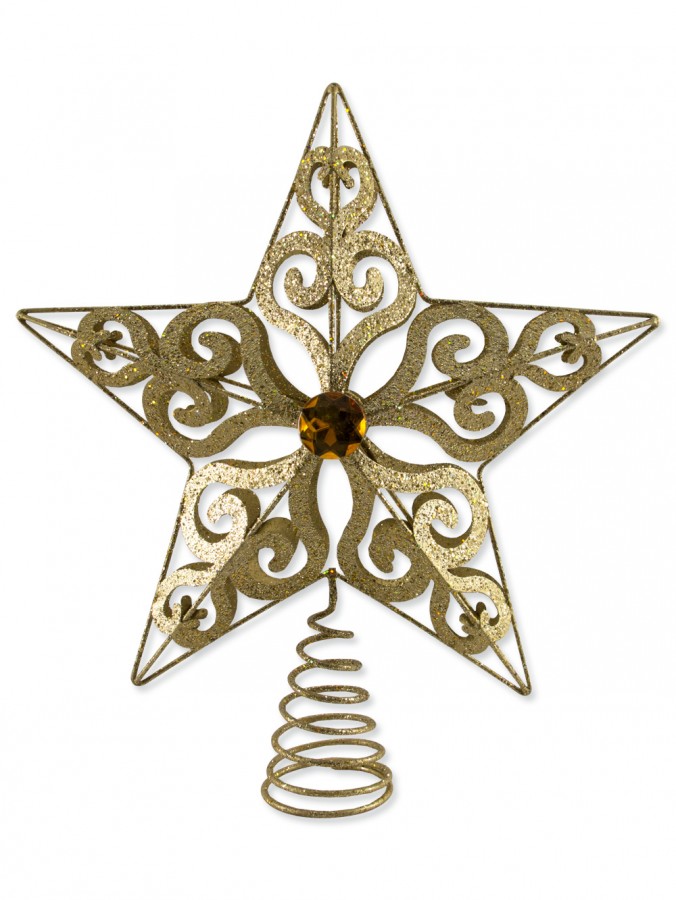 Gold Filigree 3D Star Tree Top Decoration - 23cm